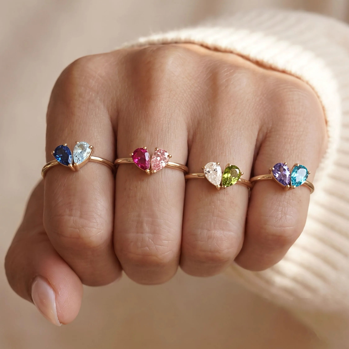 Bague Toi & Moi — Vos Deux Pierres de Naissance